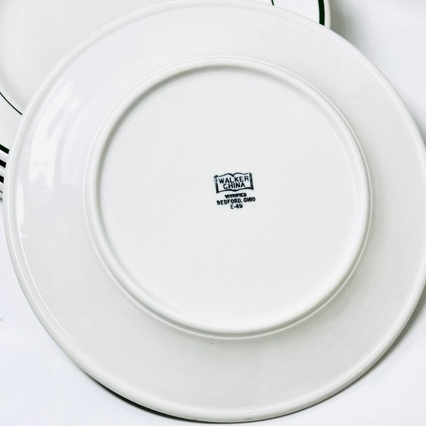 Walker China Dinner Plate Double Green Lines | Vintage Restaurant Ware