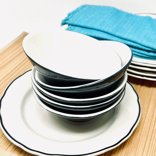 Homer Laughlin Set of Six Bowls | Black and White