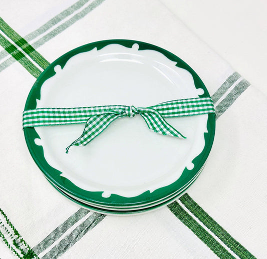 Shenango China Green Everglade | Set Four Small Plates | Vintage Restaurant Ware