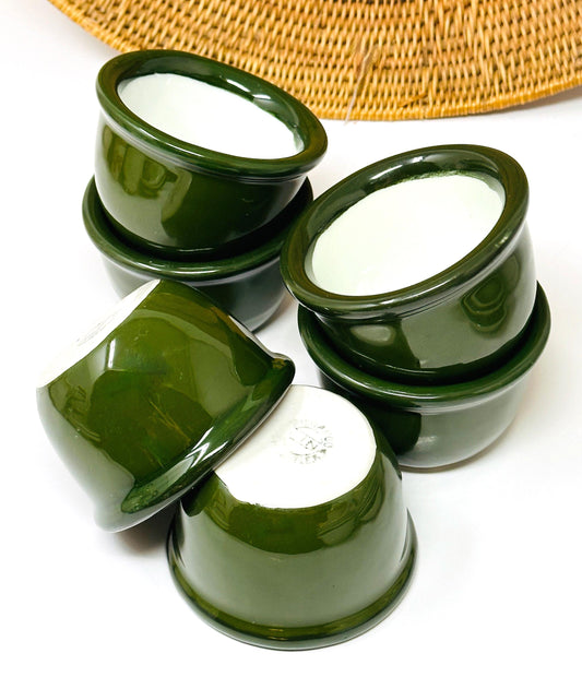 Vintage Shenango Deep Green Custard Cups