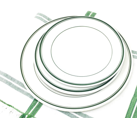 Sterling China Dinner Plate Green Lines |  Vintage Restaurant Ware